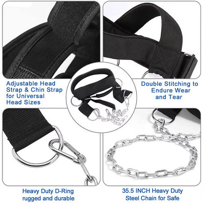 Head Neck Training Head Harness Body Strengh Exercise Strap Adjustable Neck Power Training Gym Fitness Weight Bearing Cap